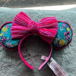 Disney Parks Encanto Pink Floral Embroidered Minnie Mouse Ear Headband